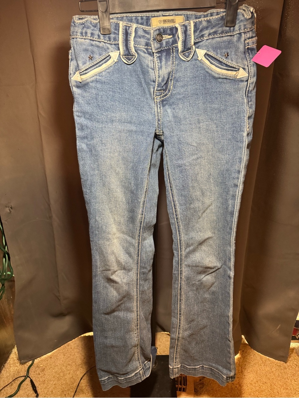 Light Blue Boot Cut Jeans with Contrast Trim - Rock & Roll Denim girls size 12